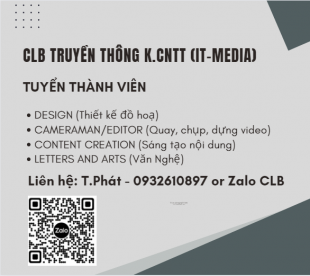 Tuyển Thành Viên CLB Truyền Thông Khoa CNTT (IT-Media)